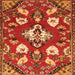 Round Machine Washable Persian Orange Traditional Area Rugs, wshtr1074org