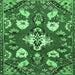 Square Persian Emerald Green Traditional Rug, tr1074emgrn