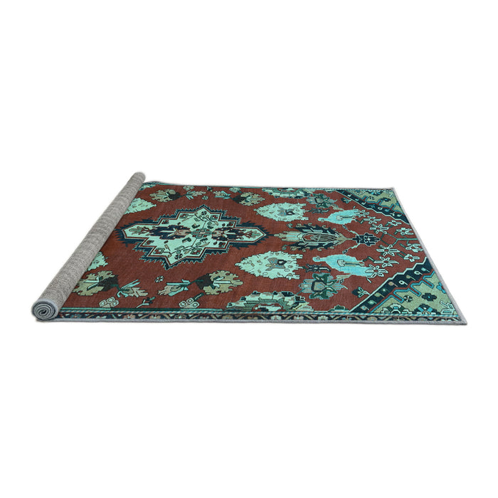 Sideview of Machine Washable Persian Light Blue Traditional Rug, wshtr1074lblu