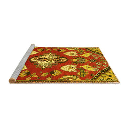 Sideview of Machine Washable Persian Yellow Traditional Rug, wshtr1074yw