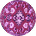 Round Machine Washable Persian Purple Traditional Area Rugs, wshtr1074pur