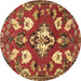 Round Machine Washable Persian Brown Traditional Rug, wshtr1074brn