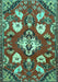 Machine Washable Persian Turquoise Traditional Area Rugs, wshtr1074turq