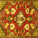 Square Persian Yellow Traditional Rug, tr1074yw