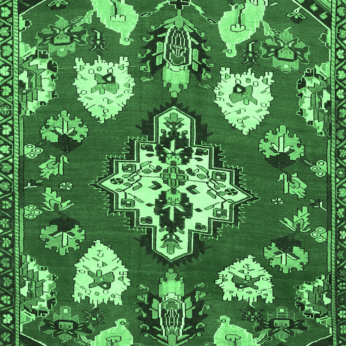 Machine Washable Persian Emerald Green Traditional Area Rugs, wshtr1074emgrn