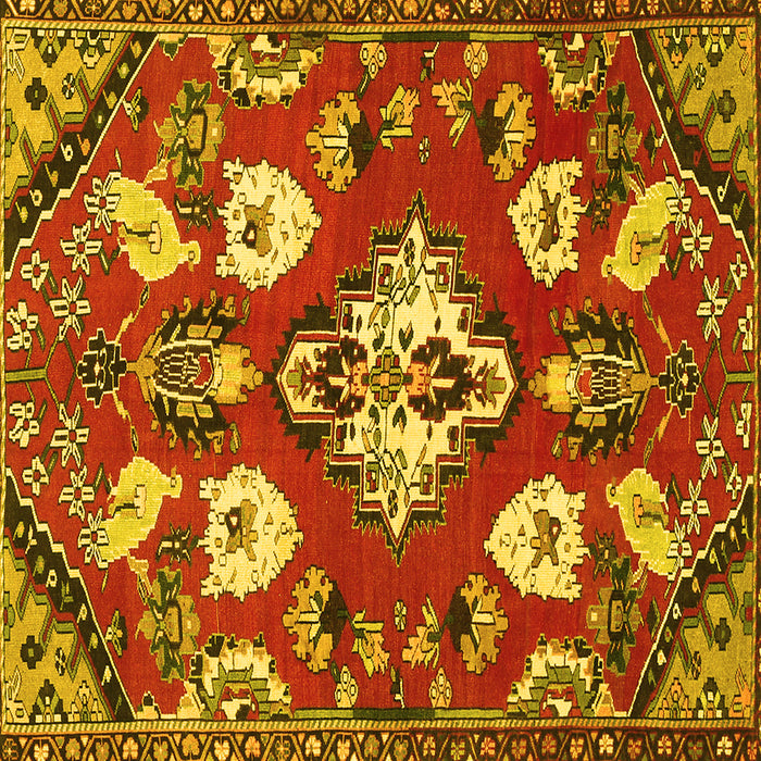 Square Machine Washable Persian Yellow Traditional Rug, wshtr1074yw