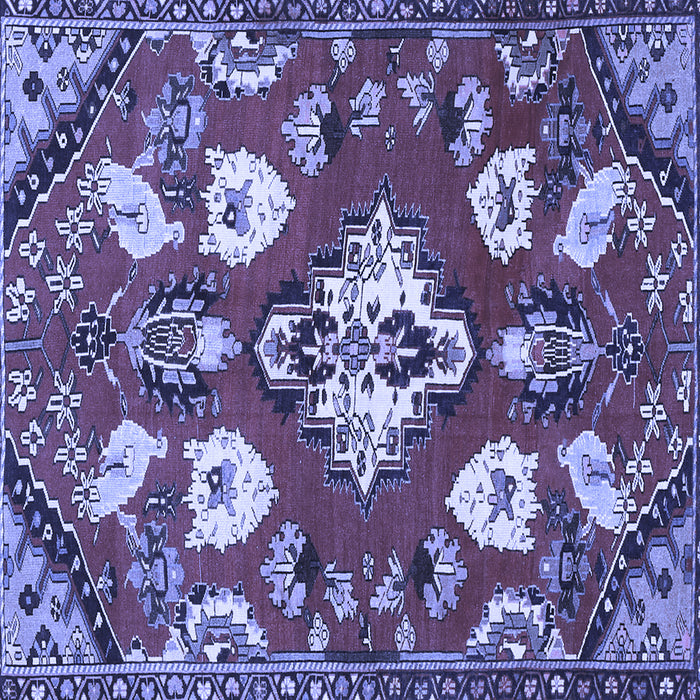 Square Machine Washable Persian Blue Traditional Rug, wshtr1074blu
