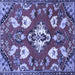 Square Machine Washable Persian Blue Traditional Rug, wshtr1074blu