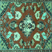 Square Machine Washable Persian Turquoise Traditional Area Rugs, wshtr1074turq