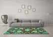 Machine Washable Persian Turquoise Traditional Area Rugs in a Living Room,, wshtr1074turq