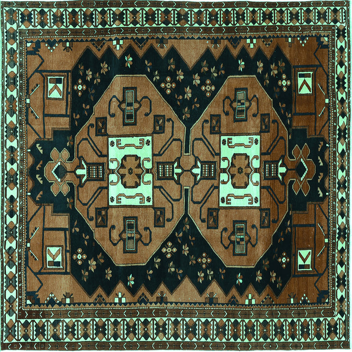 Square Machine Washable Persian Turquoise Traditional Area Rugs, wshtr1075turq