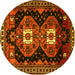 Round Persian Yellow Traditional Rug, tr1075yw