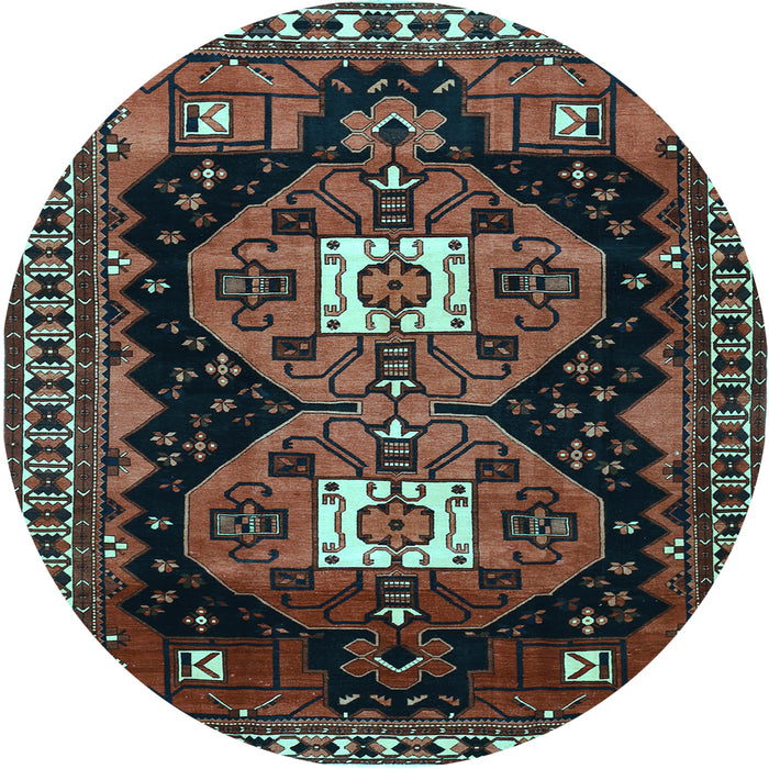 Round Persian Light Blue Traditional Rug, tr1075lblu