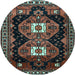 Round Persian Light Blue Traditional Rug, tr1075lblu