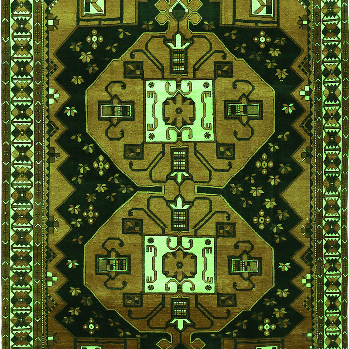 Serging Thickness of Machine Washable Persian Green Traditional Area Rugs, wshtr1075grn