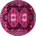 Round Machine Washable Persian Pink Traditional Rug, wshtr1075pnk