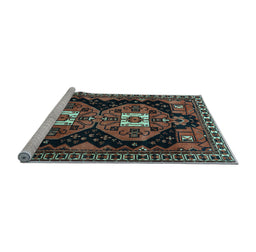 Sideview of Machine Washable Persian Light Blue Traditional Rug, wshtr1075lblu