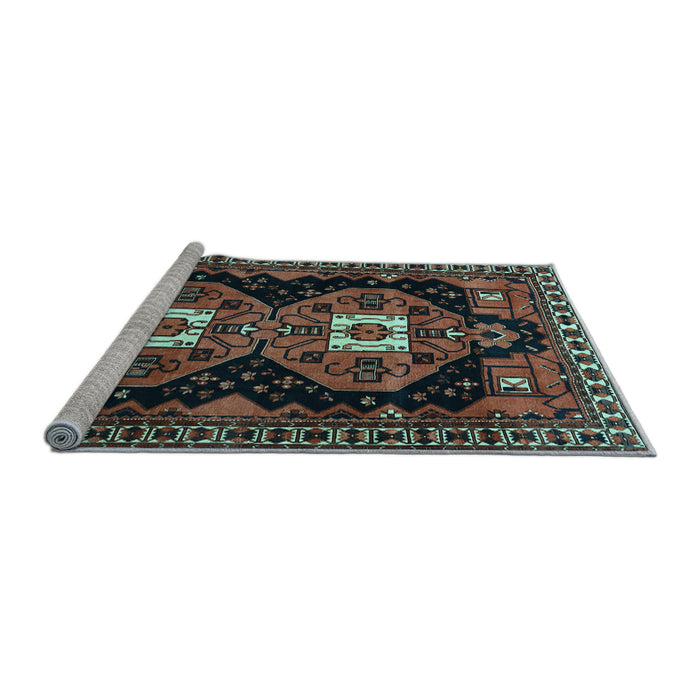Sideview of Machine Washable Persian Light Blue Traditional Rug, wshtr1075lblu