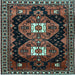 Square Persian Light Blue Traditional Rug, tr1075lblu