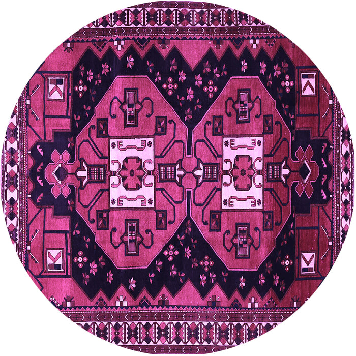 Round Machine Washable Persian Purple Traditional Area Rugs, wshtr1075pur