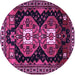 Round Machine Washable Persian Purple Traditional Area Rugs, wshtr1075pur