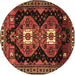 Round Persian Brown Traditional Rug, tr1075brn