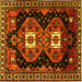 Square Machine Washable Persian Yellow Traditional Rug, wshtr1075yw