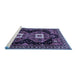 Sideview of Machine Washable Persian Blue Traditional Rug, wshtr1075blu