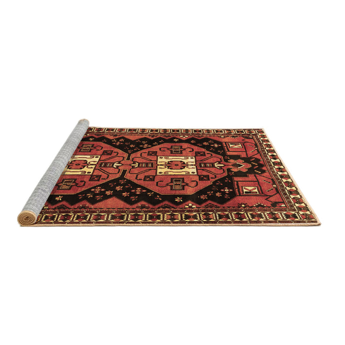Sideview of Machine Washable Persian Brown Traditional Rug, wshtr1075brn