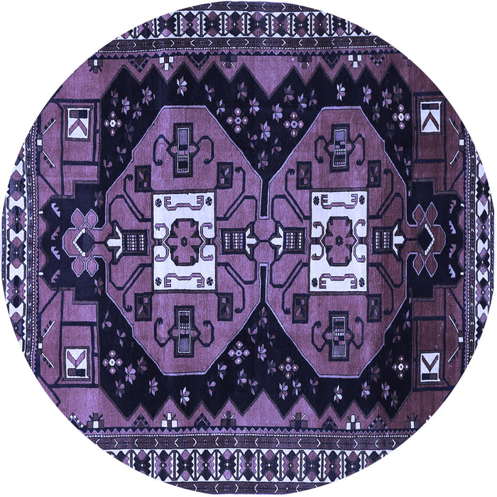Round Machine Washable Persian Blue Traditional Rug, wshtr1075blu