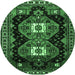 Round Persian Emerald Green Traditional Rug, tr1075emgrn