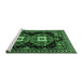 Sideview of Machine Washable Persian Emerald Green Traditional Area Rugs, wshtr1075emgrn