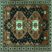 Square Persian Turquoise Traditional Rug, tr1075turq