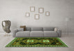 Machine Washable Persian Green Traditional Area Rugs in a Living Room,, wshtr1075grn