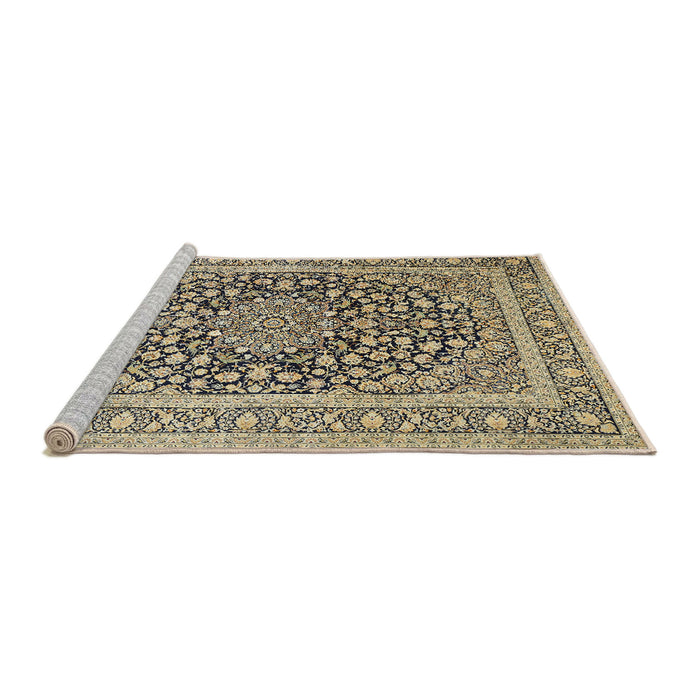 Sideview of Machine Washable Traditional Brown Rug, wshtr1076