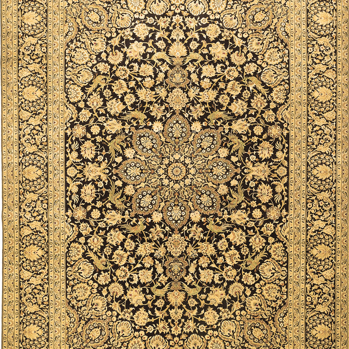 Machine Washable Medallion Brown Traditional Rug, wshtr1076brn