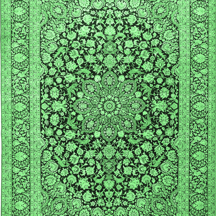 Machine Washable Medallion Emerald Green Traditional Area Rugs, wshtr1076emgrn