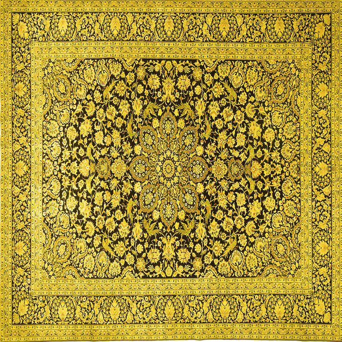Square Medallion Yellow Traditional Rug, tr1076yw