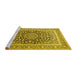 Sideview of Machine Washable Medallion Yellow Traditional Rug, wshtr1076yw