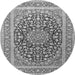 Machine Washable Medallion Gray Traditional Rug, wshtr1076gry