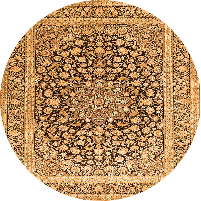 Square Medallion Orange Traditional Rug, tr1076org