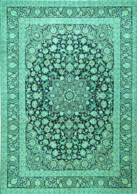 Medallion Turquoise Traditional Rug, tr1076turq