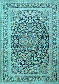 Medallion Light Blue Traditional Rug, tr1076lblu