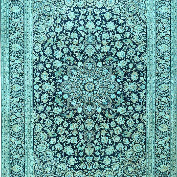 Medallion Light Blue Traditional Rug, tr1076lblu