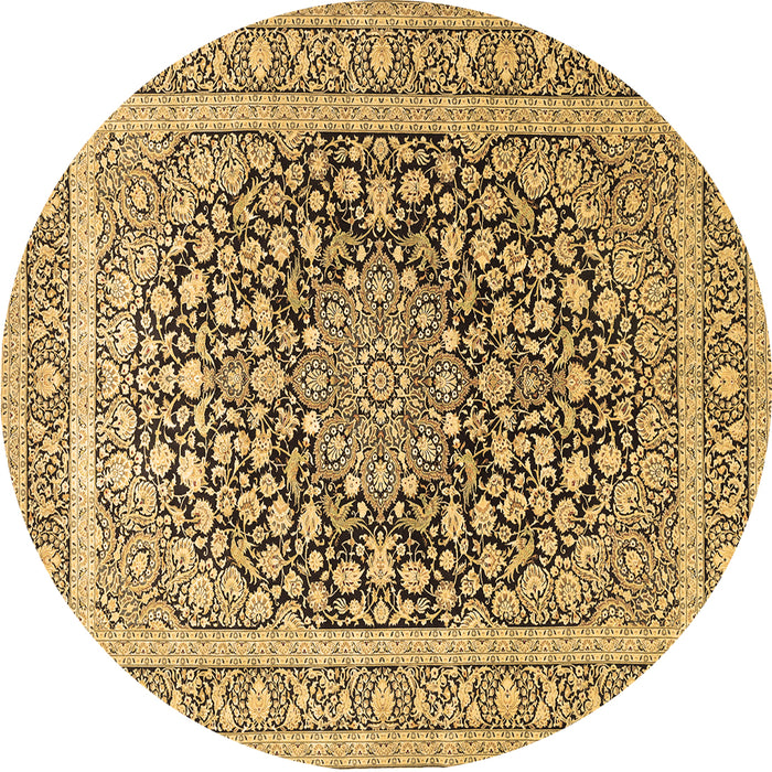 Round Medallion Brown Traditional Rug, tr1076brn
