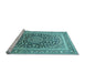 Sideview of Machine Washable Medallion Light Blue Traditional Rug, wshtr1076lblu