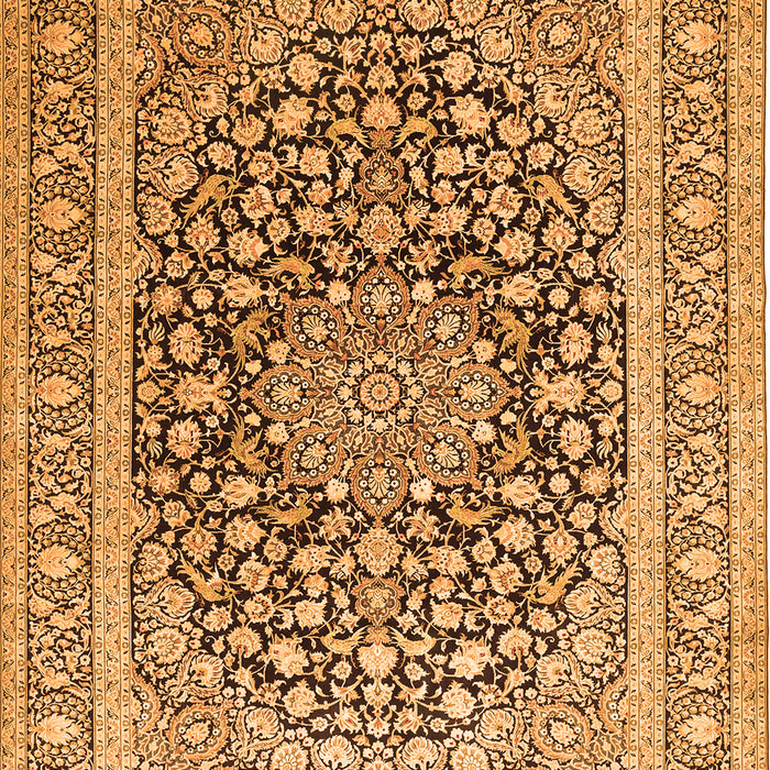 Serging Thickness of Machine Washable Medallion Orange Traditional Area Rugs, wshtr1076org