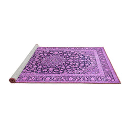 Sideview of Machine Washable Medallion Purple Traditional Area Rugs, wshtr1076pur