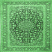 Square Medallion Emerald Green Traditional Rug, tr1076emgrn