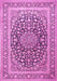 Machine Washable Medallion Pink Traditional Rug, wshtr1076pnk